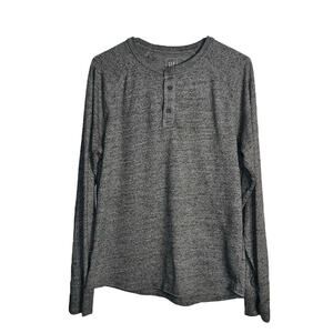 GAP Men’s Heather Gray Long Sleeve Henley Shirt Size M Cotton Blend Textured